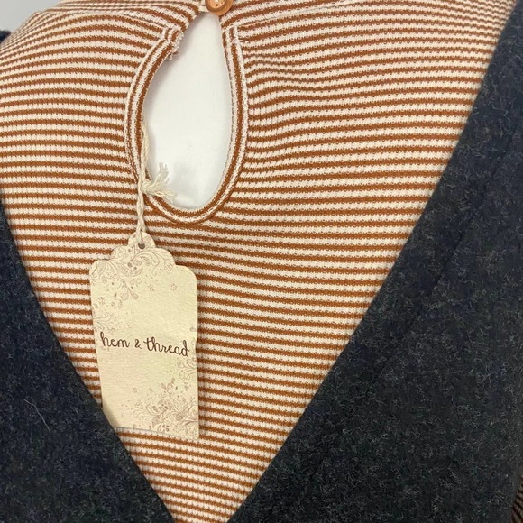 NWT Stripe Mock Neck Mini Short Sweater Dress Unworn / Women’s Large * - Picture 4 of 4